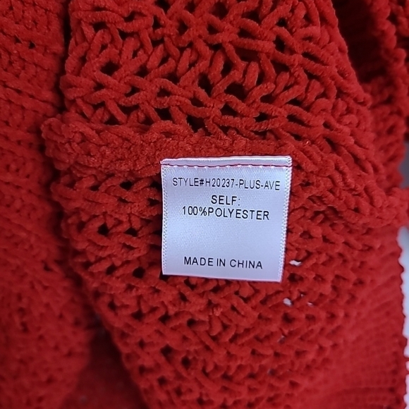 Jodifl Women's Red Boho Chunky Soft Seasonal Shift Long Sleeve V-neck Sweater 1X - Picture 6 of 7